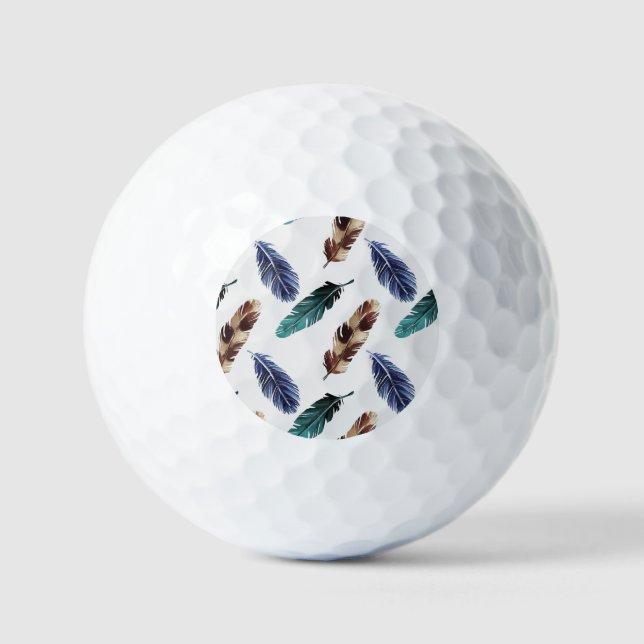 Colourful Feathers Tribal Texture Golf Balls (Front)