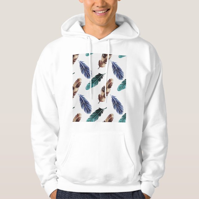Colourful Feathers Tribal Texture Hoodie (Front)