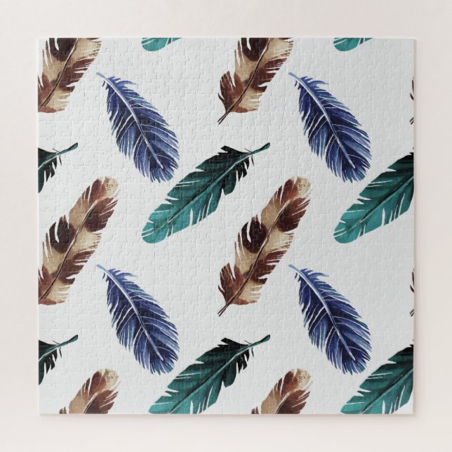 Colourful Feathers Tribal Texture Jigsaw Puzzle (Vertical)