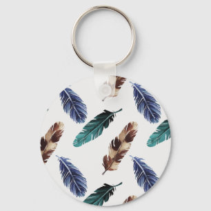 Colourful Feathers Tribal Texture Keychain