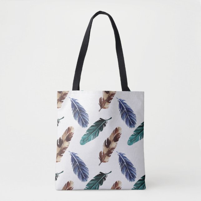 Colourful Feathers Tribal Texture Tote Bag (Front)