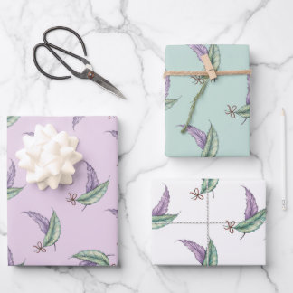 Colourful FeatherWrapping Paper Flat Sheet Set of