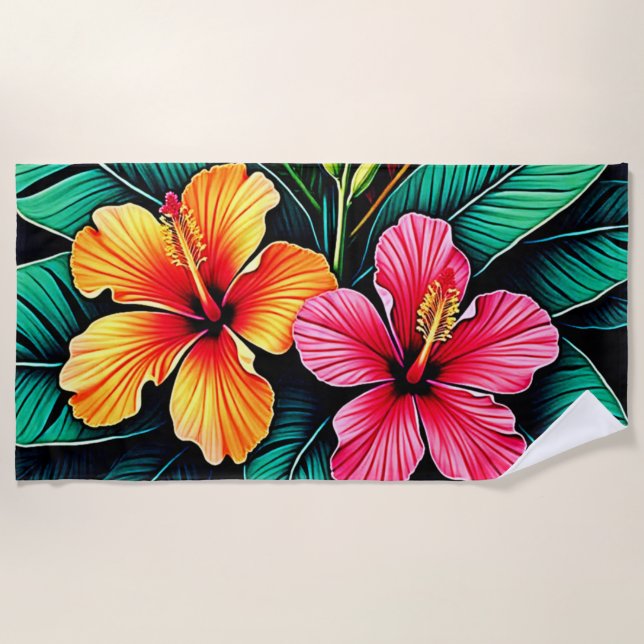 Colourful Feelings: Abstract Face Beach Towel (Front)