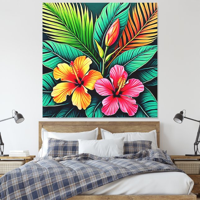 Colourful Feelings: Abstract Face Canvas Print (Insitu(Bedroom))