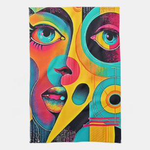 Colourful Feelings: Abstract Face Kitchen Towel
