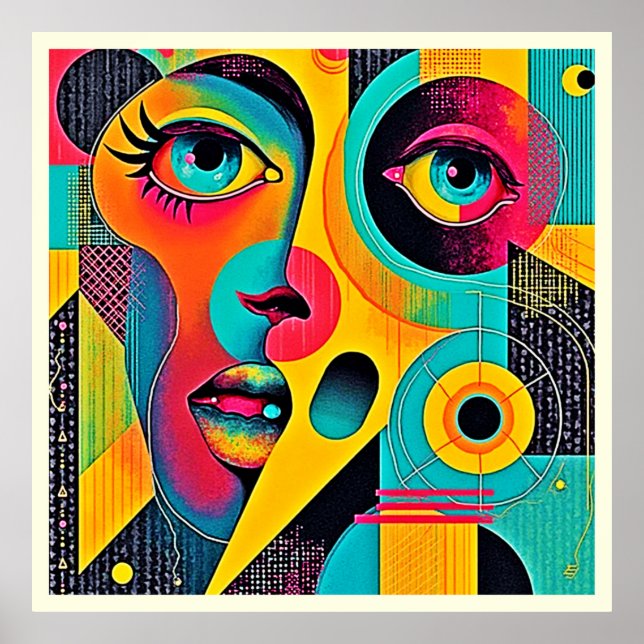 Colourful Feelings: Abstract Face Poster (Front)