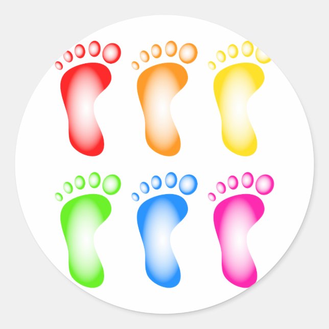 Colourful Feet Classic Round Sticker (Front)