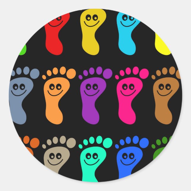 Colourful Feet Classic Round Sticker (Front)