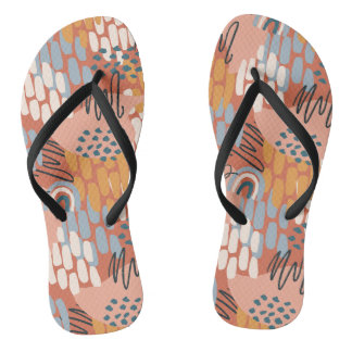 colourful feminine abstract mosaic flip flops
