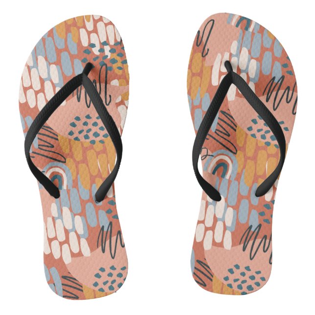 colourful feminine abstract mosaic flip flops (Footbed)