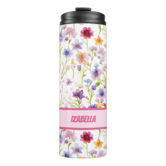 Colourful Feminine and Girly Spring Wild Flowers Thermal Tumbler