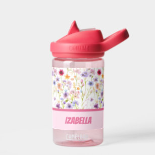 Colourful Feminine Pink Wild Flowers for Girls Water Bottle
