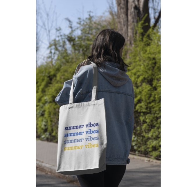 Colourful Feminine Summer Vibes in Blue and Yellow Tote Bag (Creator Uploaded)