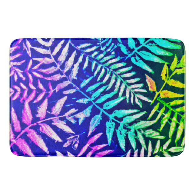 Colourful Fern Pattern Bath Mat (Front)