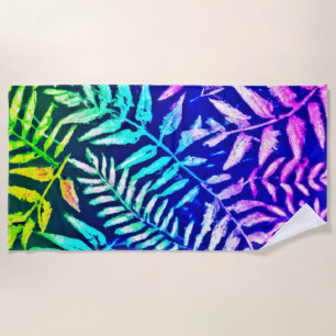 Colourful Fern Pattern Beach Towel