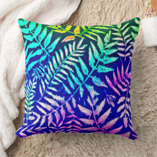 Colourful Fern Pattern Throw Pillow