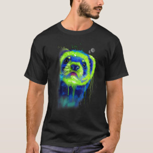 Colourful Ferret Face Watercolor T-Shirt