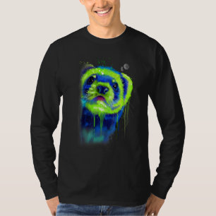 Colourful Ferret Face Watercolor T-Shirt