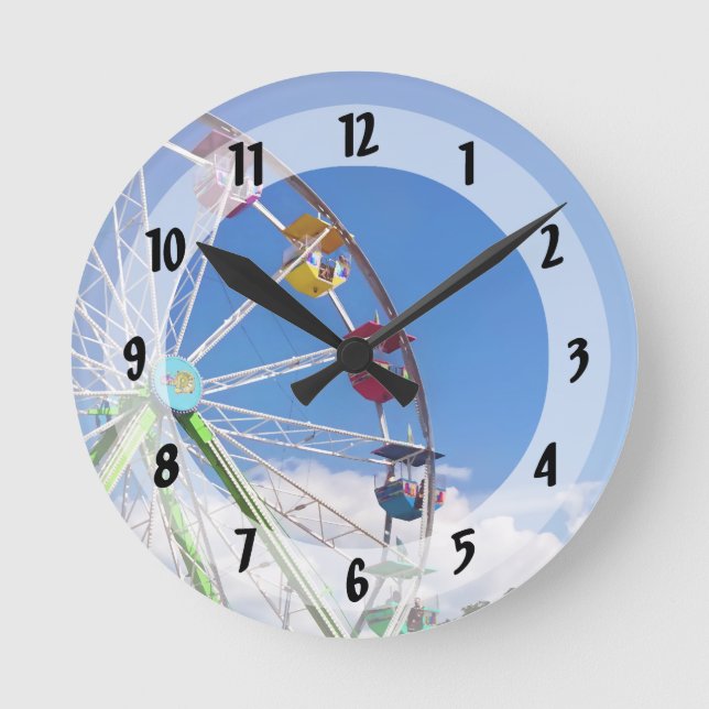 Colourful Ferris Wheel Round Clock (Front)