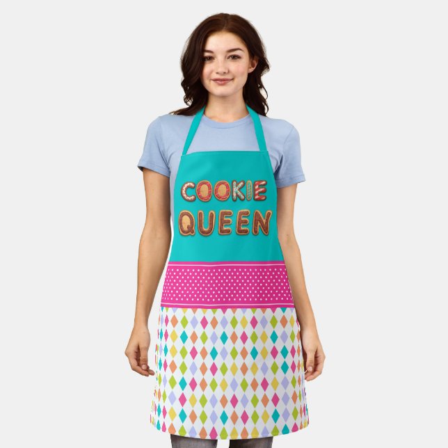 Colourful Festive Alphabet Cookie Queen Apron (Worn)