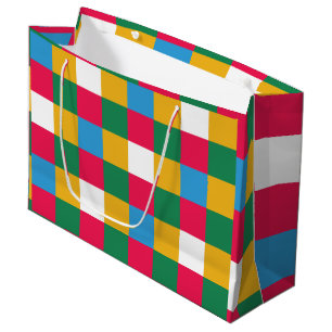 Colourful Festive Chequerboard Large Gift Bag