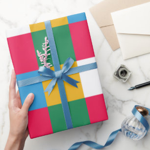 Colourful Festive Chequerboard Wrapping Paper