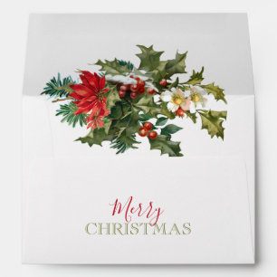 Colourful Festive Christmas Floral w/Label Envelope