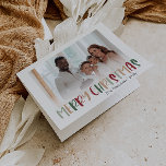 Colourful Festive Christmas Folded Faded Photo Holiday Card<br><div class="desc">This colourful festive Christmas folded faded photo holiday card is perfect for your fun, creative, bright Christmas. It's unique, playful modern font in red, boho tan, and light and dark green, make for a happy seasonal feel. If your looking to brighten up your loved ones' dark winter with some cute...</div>