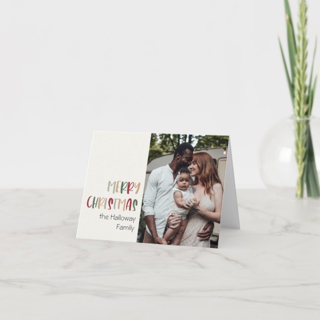 Colourful Festive Christmas Folded Single Photo Holiday Card (Front)