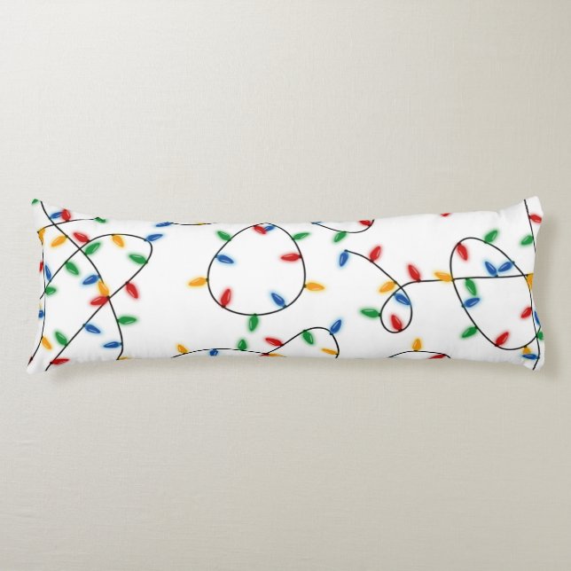 Colourful Festive Christmas Lights Pattern Body Pillow (Front)