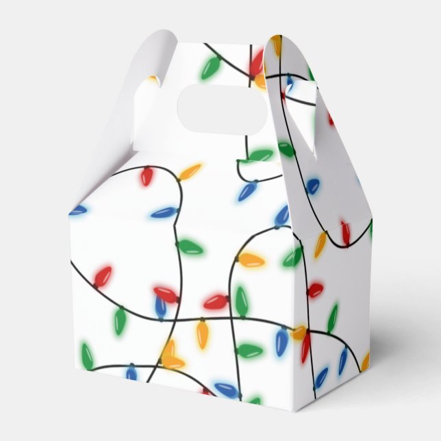 Colourful Festive Christmas Lights Pattern Favor Box (Front Side)