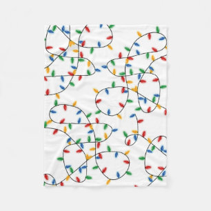 Colourful Festive Christmas Lights Pattern Fleece Blanket