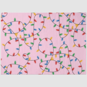Colourful Festive Christmas Lights Pattern Pink  Tissue Paper