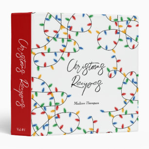 Colourful Festive Christmas Lights Xmas Recipe Binder