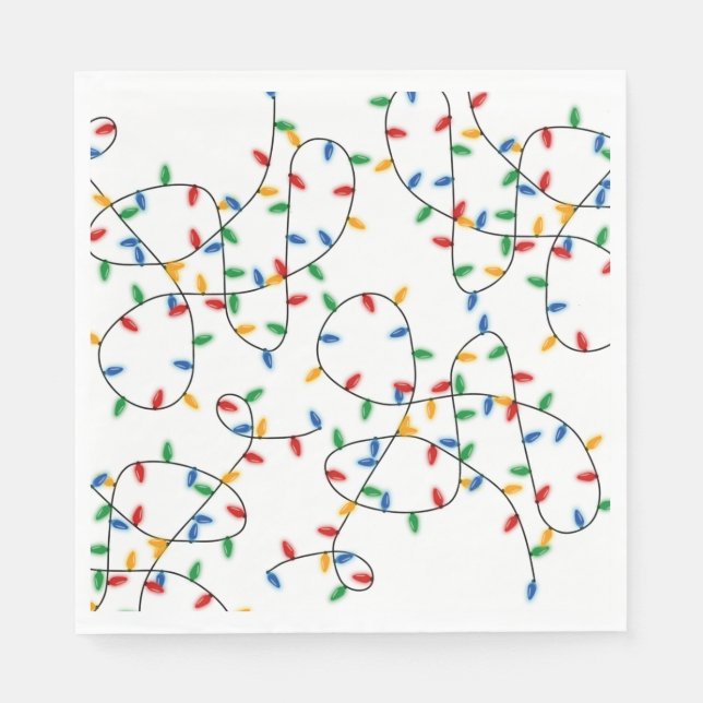 Colourful Festive Christmas Party Lights  Napkin (Front)