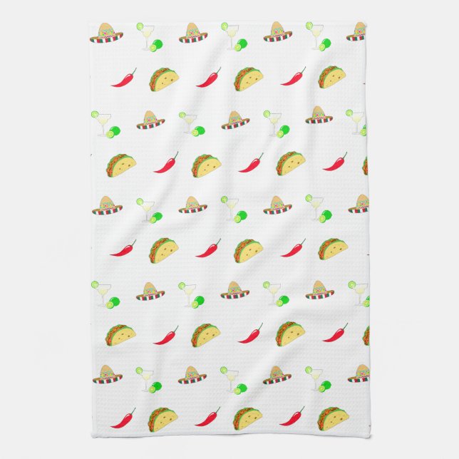 Colourful Festive Cinco de Mayo 2025 Dancing Cactu Kitchen Towel (Vertical)