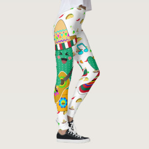 Colourful Festive Cinco de Mayo 2025 Dancing Cactu Leggings