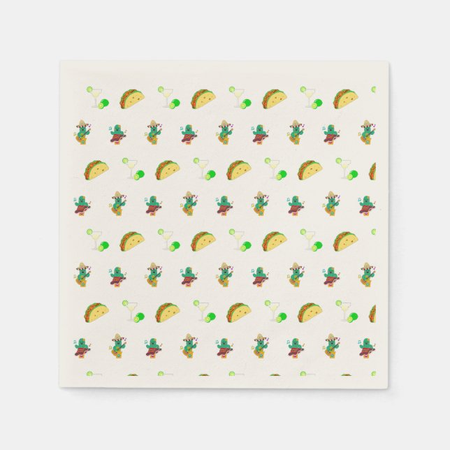 Colourful Festive Cinco de Mayo 2025 Dancing Cactu Napkin (Front)