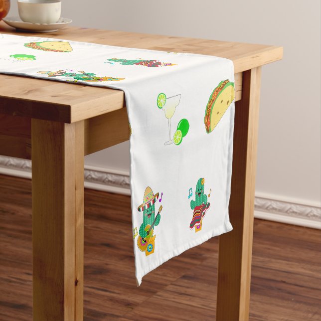 Colourful Festive Cinco de Mayo 2025 Dancing Cactu Short Table Runner (In Situ)