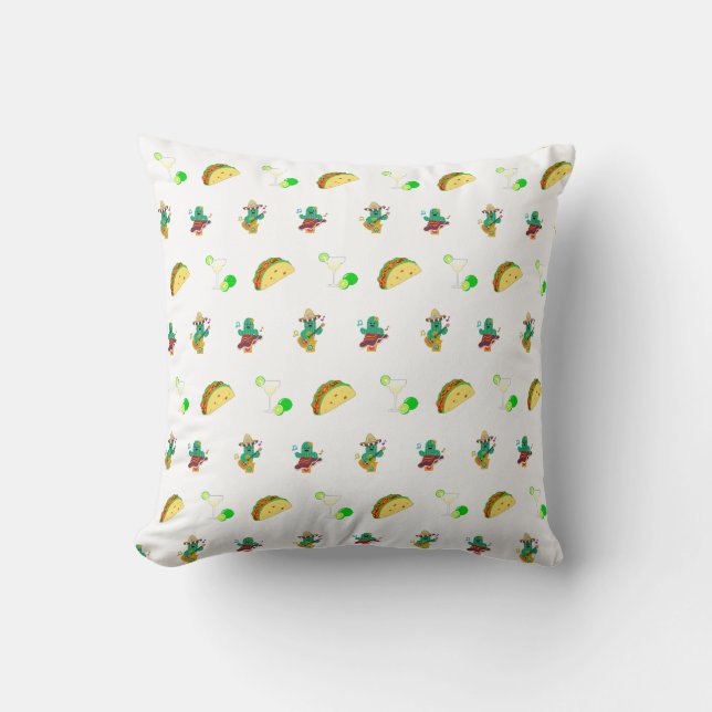 Colourful Festive Cinco de Mayo 2025 Dancing Cactu Throw Pillow (Front)