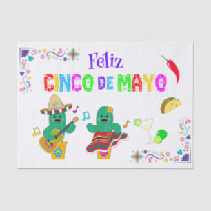 Colourful Festive Cinco de Mayo 2025 Dancing Cactu Tissue Paper