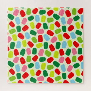 Colourful Festive Citrus Green Christmas Candy Jigsaw Puzzle