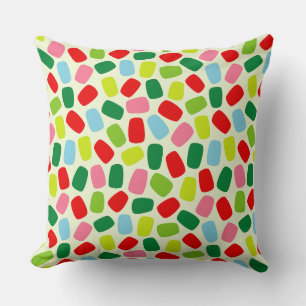 Colourful Festive Citrus Green Christmas Candy Throw Pillow