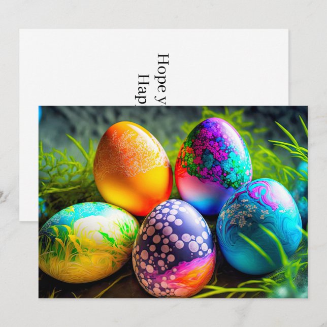 Colourful Festive Decorative Eggs Holiday Card (Front/Back)