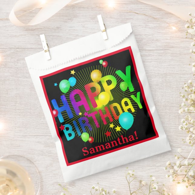 Colourful Festive Happy Birthday Customizable  Favour Bag (Clipped)