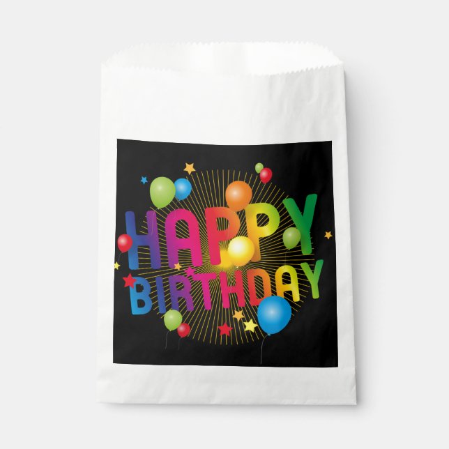 Colourful Festive Happy Birthday   Favour Bag (Front)
