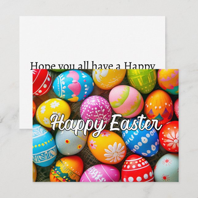 Colourful Festive Happy Easter Eggs Holiday Card (Front/Back)