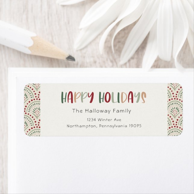 Colourful Festive Holiday Return Address Envelope (Insitu)
