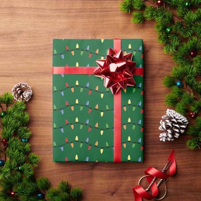 Colourful Festive Holiday Tree Lights Art Pattern Wrapping Paper (Holiday Gift)