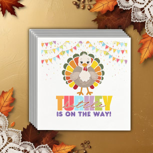 Colourful Festive Little Turkey Baby Shower Napkin
